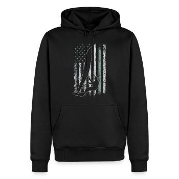 Planche à voile Retro USA Flag Surfing 4 juillet - Sweat à capuche Premium bio Homme - noir - Devant - Nico (187cm)