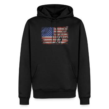 Windsurfen Retro USA Flagge Surfen 4th of July - Männer Premium Bio Hoodie - Schwarz - Vorne - Nico (187cm)