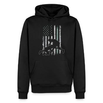 Wrestling Retro USA Flag Wrestling 4th of July - Men’s Premium Organic Hoodie - black - Front - Nico (187cm)
