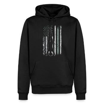 Yoga Retro USA Flagge Fitness 4th of July Yoga - Männer Premium Bio Hoodie - Schwarz - Vorne - Nico (187cm)