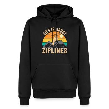 Life consists of ziplines Sport Ziplining - Men’s Premium Organic Hoodie - black - Front - Nico (187cm)