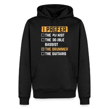 Je préfère le batteur Drumming Instrument Drum Play - Sweat à capuche Premium bio Homme - noir - Devant - Nico (187cm)