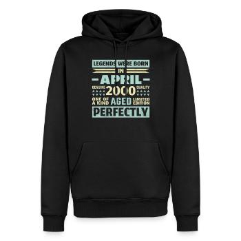 23ème anniversaire avril millésime 2000 - Sweat à capuche Premium bio Homme - noir - Devant - Nico (187cm)