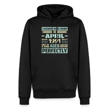 32ème anniversaire Avril Millésime 1991 Millésime - Sweat à capuche Premium bio Homme - noir - Devant - Nico (187cm)