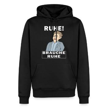 RUHE BRAUCHE RUHE - Männer Premium Bio Hoodie - Schwarz - Vorne - Nico (187cm)