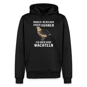 ICH HABE WACHTELN - Männer Premium Bio Hoodie - Schwarz - Vorne - Nico (187cm)