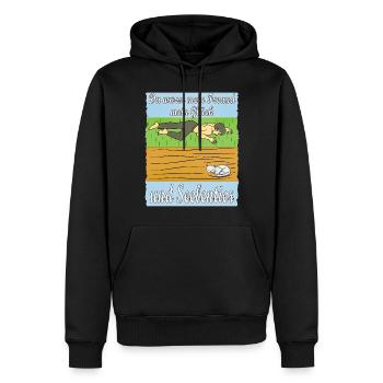MENSCH TRAURIG KATZE - Männer Premium Bio Hoodie - Schwarz - Vorne - Nico (187cm)