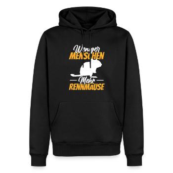 Weniger Menschen mehr Rennmäuse Nagetier Gerbil - Männer Premium Bio Hoodie - Schwarz - Vorne - Nico (187cm)