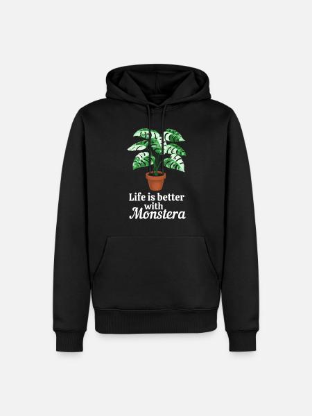 Life is better with Monstera - Men’s Premium Organic Hoodie - black