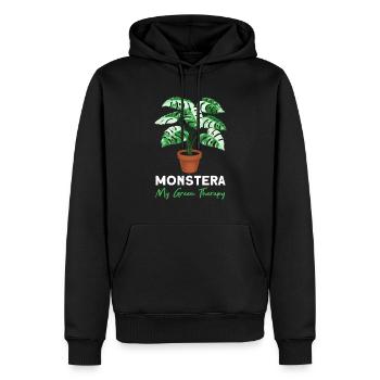 Monstera My Green Therapy - Männer Premium Bio Hoodie - Schwarz - Vorne - Nico (187cm)