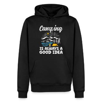Le camping est toujours une bonne idée - Sweat à capuche Premium bio Homme - noir - Devant - Nico (187cm)
