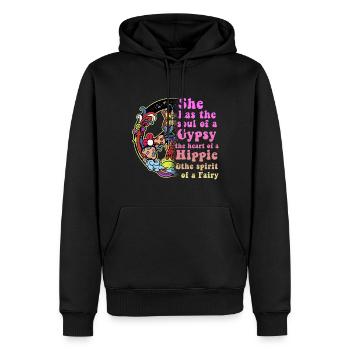 Hippie - Männer Premium Bio Hoodie - Schwarz - Vorne - Nico (187cm)