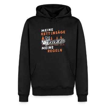 Holz Geschenke Chainsaw Kettensäge Waldarbeiter - Männer Premium Bio Hoodie - Schwarz - Vorne - Nico (187cm)