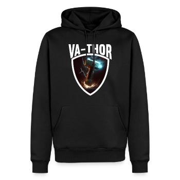 Papa Vathor Va Thor Fête des pères Fête des pères Cadeau de fête des pères - Sweat à capuche Premium bio Homme - noir - Devant - Nico (187cm)