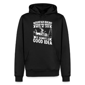 Mountainbiking with Dog is always a good - Männer Premium Bio Hoodie - Schwarz - Vorne - Nico (187cm)