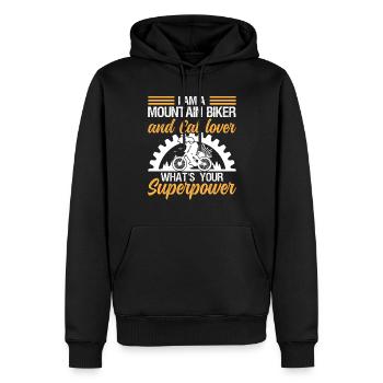 Je suis un vététiste et un amoureux des chats - Sweat à capuche Premium bio Homme - noir - Devant - Nico (187cm)