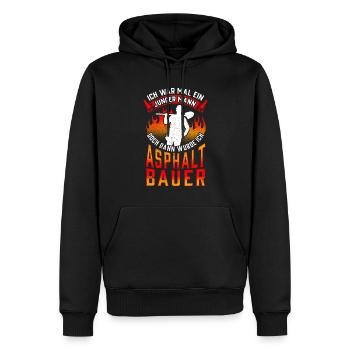Asphaltbauer war mal jung Straßenbauer - Männer Premium Bio Hoodie - Schwarz - Vorne - Nico (187cm)