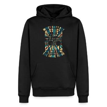 Batteur - L’argent ne peut pas acheter le bonheur mais il peut acheter - Sweat à capuche Premium bio Homme - noir - Devant - Nico (187cm)