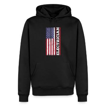 Électriciens patriotes, américains - Sweat à capuche Premium bio Homme - noir - Devant - Nico (187cm)