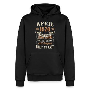 Cadeau d’anniversaire d’avril 1970 - Sweat à capuche Premium bio Homme - noir - Devant - Nico (187cm)