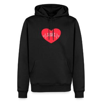 Sushi Herzschlag - Männer Premium Bio Hoodie - Schwarz - Vorne - Nico (187cm)