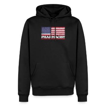 États-Unis Flag Pharmaciens Amérique Pharmaciens - Sweat à capuche Premium bio Homme - noir - Devant - Nico (187cm)