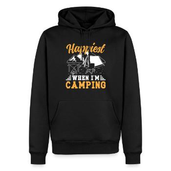 Happiest when i'm Camping - Männer Premium Bio Hoodie - Schwarz - Vorne - Nico (187cm)