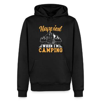 Happiest when i'm Camping - Männer Premium Bio Hoodie - Schwarz - Vorne - Nico (187cm)