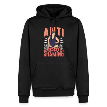 Anti Body Shaming Stop Bodyshaming Annoyance - Sweat à capuche Premium bio Homme - noir - Devant - Nico (187cm)