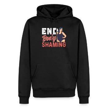Body Shaming Beenden Bodyshaming Stoppen Ärgern - Männer Premium Bio Hoodie - Schwarz - Vorne - Nico (187cm)