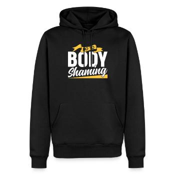 Non à la honte corporelle Arrêtez le bodyshaming ennuyer - Sweat à capuche Premium bio Homme - noir - Devant - Nico (187cm)