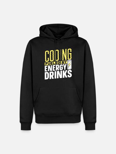 Programmieren Mit Energydrinks Coding Coder Code - Männer Premium Bio Hoodie - Schwarz
