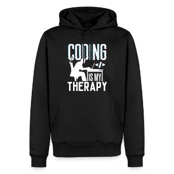 Programming is my therapy Code Coder Coding - Men’s Premium Organic Hoodie - black - Front - Nico (187cm)