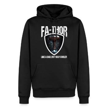 Papa Vathor Va Thor Fête des pères Fête des pères Cadeau de fête des pères - Sweat à capuche Premium bio Homme - noir - Devant - Nico (187cm)