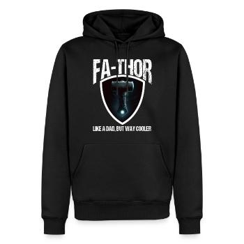 Papa Vathor Va Thor Fête des pères Fête des pères Cadeau de fête des pères - Sweat à capuche Premium bio Homme - noir - Devant - Nico (187cm)