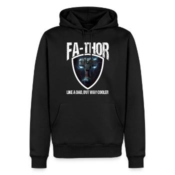 Papa Vathor Va Thor Fête des pères Fête des pères Cadeau de fête des pères - Sweat à capuche Premium bio Homme - noir - Devant - Nico (187cm)