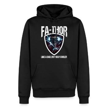 Papa Vathor Va Thor Fête des pères Fête des pères Cadeau de fête des pères - Sweat à capuche Premium bio Homme - noir - Devant - Nico (187cm)
