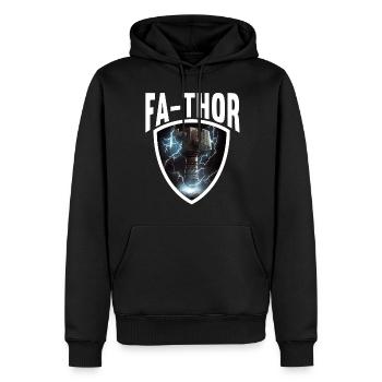 Papa Vathor Va Thor Fête des pères Fête des pères Cadeau de fête des pères - Sweat à capuche Premium bio Homme - noir - Devant - Nico (187cm)