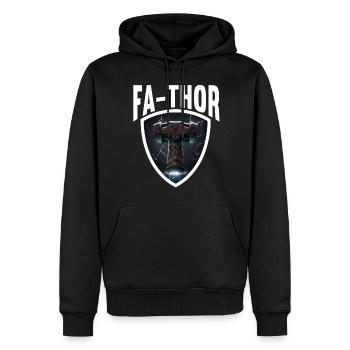 Papa Vathor Va Thor Fête des pères Fête des pères Cadeau de fête des pères - Sweat à capuche Premium bio Homme - noir - Devant - Nico (187cm)