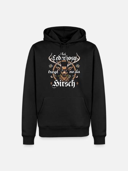 Trachtenshirt Herren Trachten T-Shirt Lederhose - Männer Premium Bio Hoodie - Schwarz