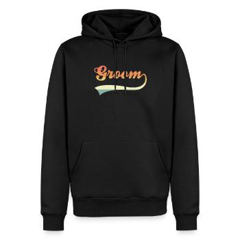 Lettrage de marié rétro - Sweat à capuche Premium bio Homme - noir - Devant - Nico (187cm)