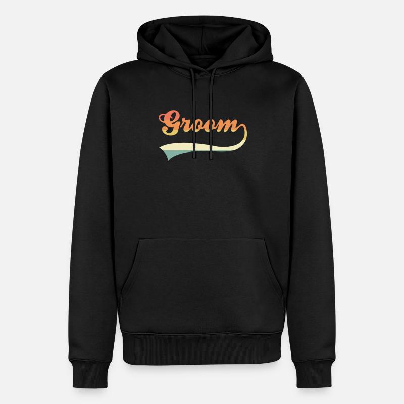 Lettrage de marié rétro - Sweat à capuche Premium bio Homme - noir