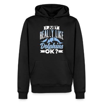 J’aime les dauphins juste beaucoup dauphins dauphin - Sweat à capuche Premium bio Homme - noir - Devant - Nico (187cm)