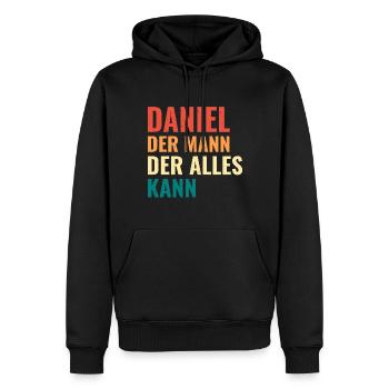 Daniel Der Mann Der Alles Kann Vorname Daniel - Männer Premium Bio Hoodie - Schwarz - Vorne - Nico (187cm)