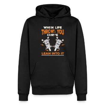 Motard motard passionné de moto - Sweat à capuche Premium bio Homme - noir - Devant - Nico (187cm)