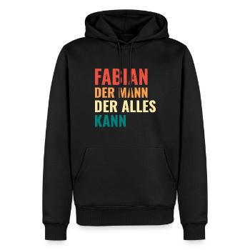 Fabian Der Mann Der Alles Kann Vorname Fabian - Männer Premium Bio Hoodie - Schwarz - Vorne - Nico (187cm)
