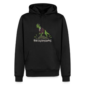 Nietzsche T-Rex Dinosaurier Design für einen - Männer Premium Bio Hoodie - Schwarz - Vorne - Nico (187cm)