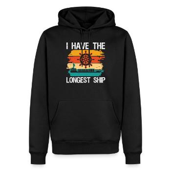 Captain I Have The Longest Ship Ship Boat Sailing - Men’s Premium Organic Hoodie - black - Front - Nico (187cm)