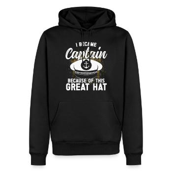 Captain Captain Because Of This has ship boat - Men’s Premium Organic Hoodie - black - Front - Nico (187cm)