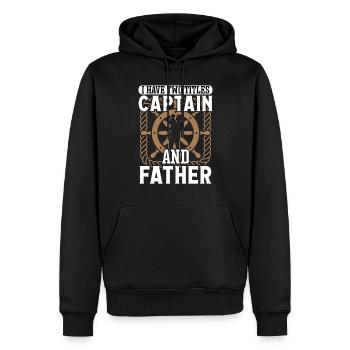 Captain Two Titles Captain And Father Ship Boat - Men’s Premium Organic Hoodie - black - Front - Nico (187cm)